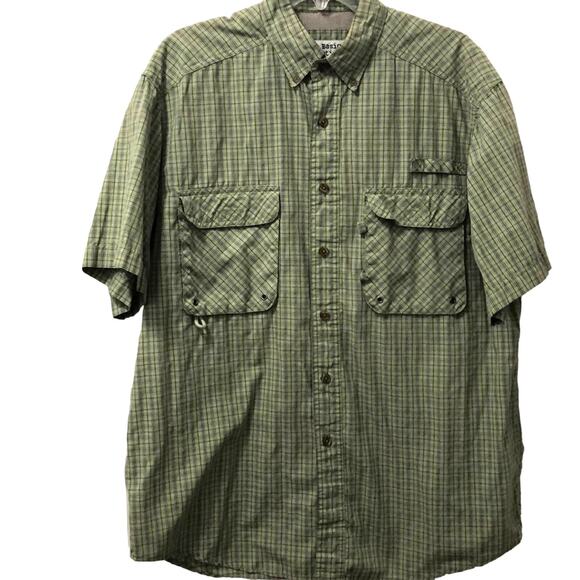 Basic Options Men’s Olive Short Sleeve Sport Shirt Large - Picture 1 of 9